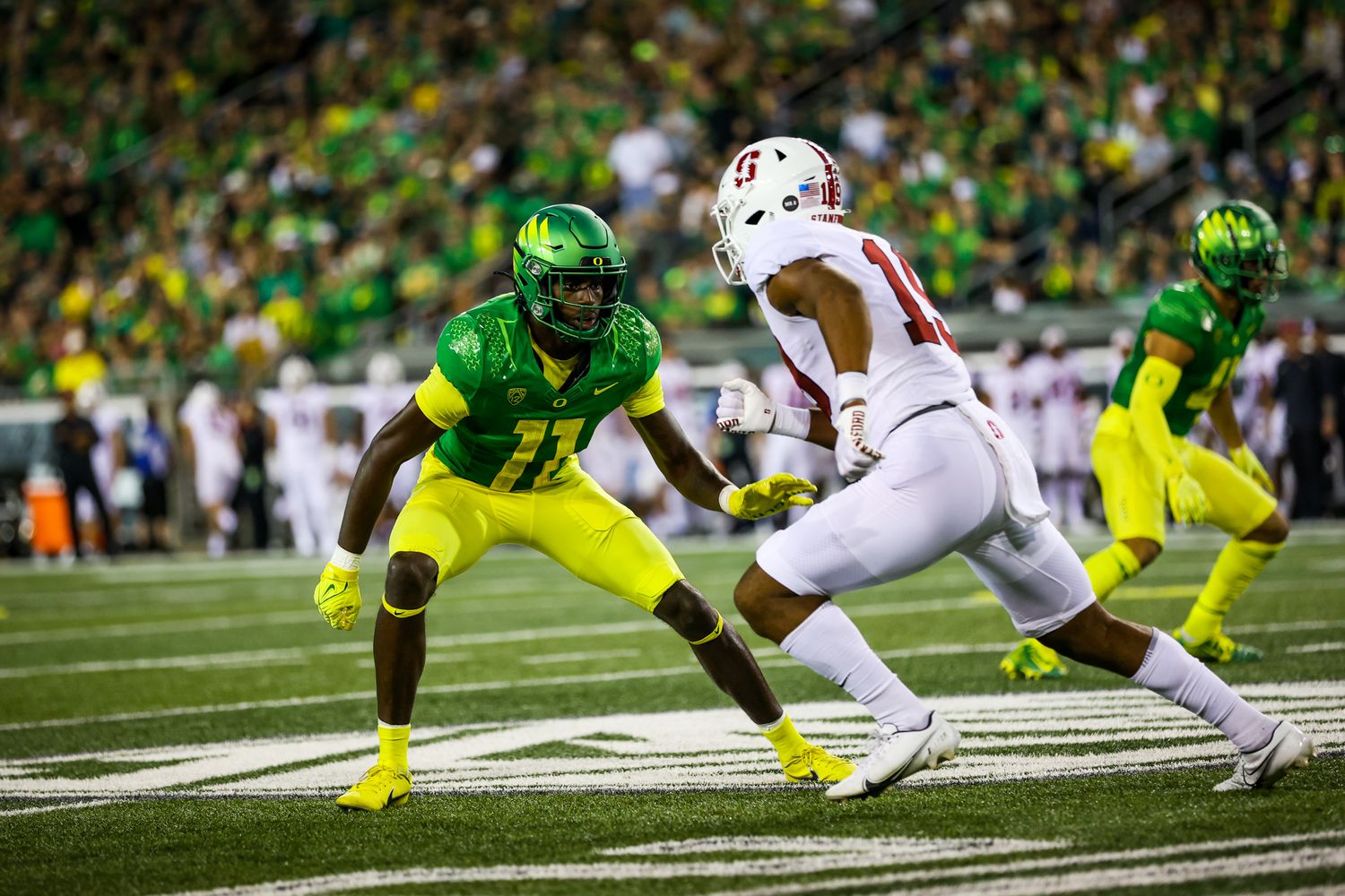 Oregon Ducks cornerback Trikweze Bridges against the Stanford Cardinal.